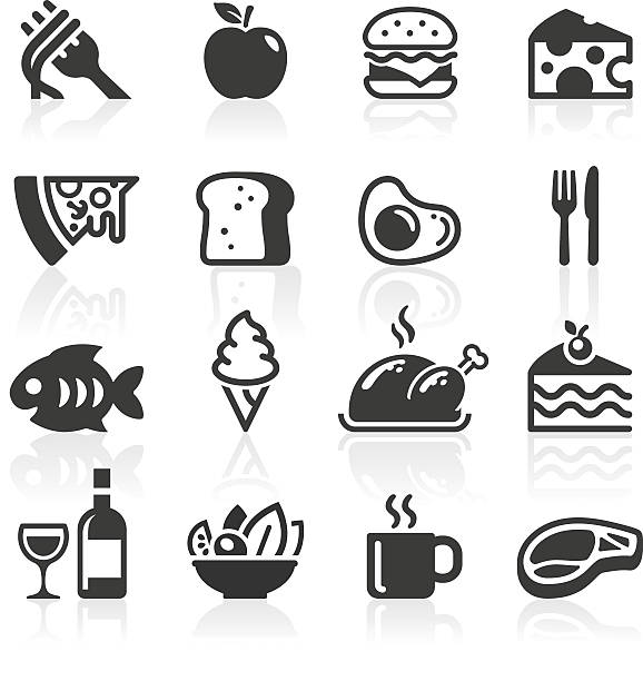 Food & Drink Icons Black food and drink icons. Layered and grouped for ease of use. cake symbols stock illustrations