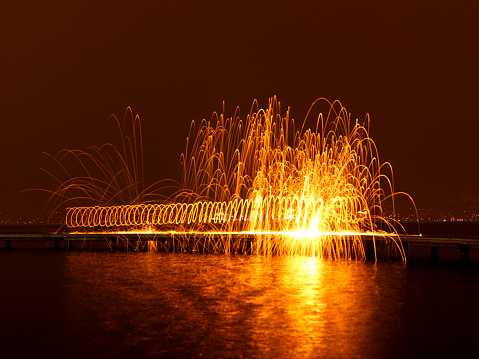 Steel Wool spinning at the beach