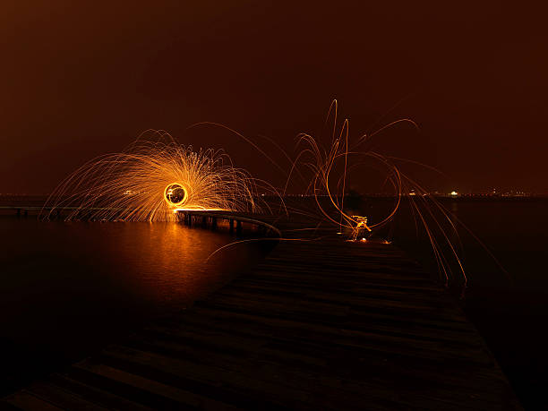 istock Steel Wool spinning at the beach 542804500