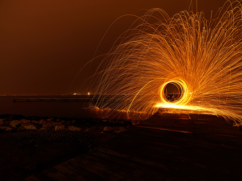 Steel Wool spinning at the beach