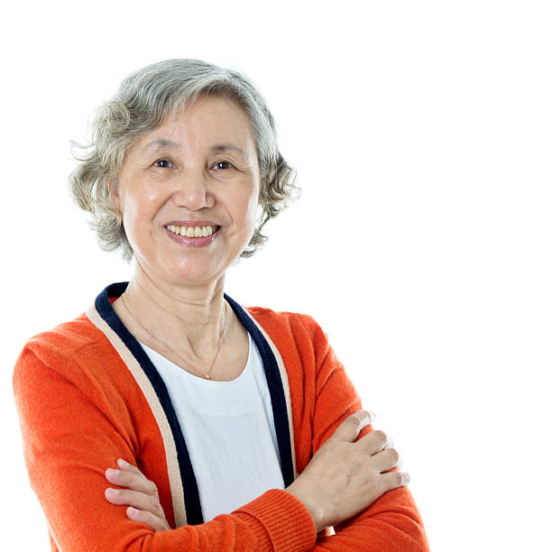 istock Attractive senior woman isolated on white background 542805250
