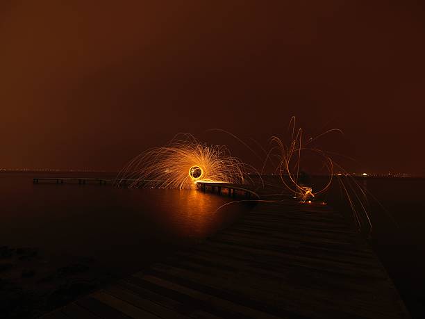 istock Steel Wool spinning at the beach 542805520