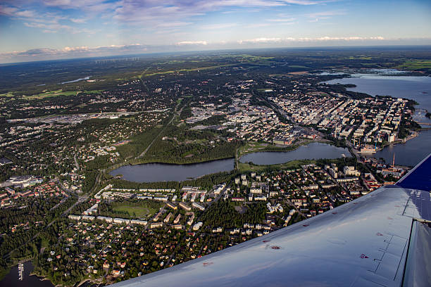 istock Aerial view of scandinavian landscape 542806592