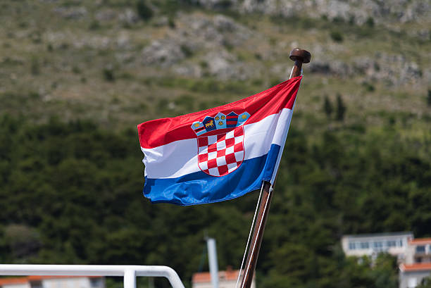 istock Waving Croatian flag 542809438