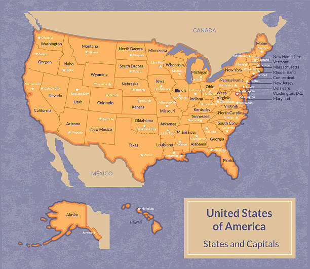 istock Map of USA with states and their capitals 542810126