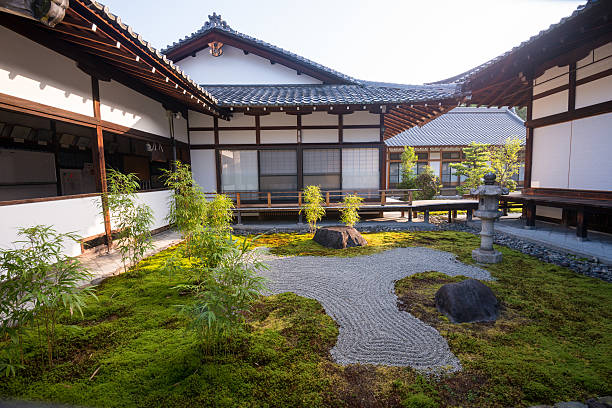 Jardins do Templo chionji - Kyoto, sol da manhã - foto de acervo