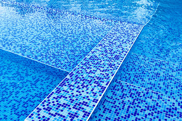 istock Blue tiled floor of swimming pool 542814156