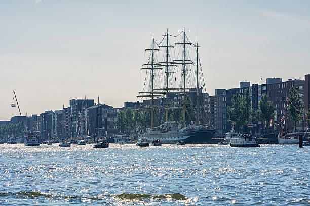 Amsterdam, Netherlands - August 20, 2015: SAIL Amsterdam 2015 is an immense flotilla of Tall Ships, maritime heritage, naval ships and impressive replicas.