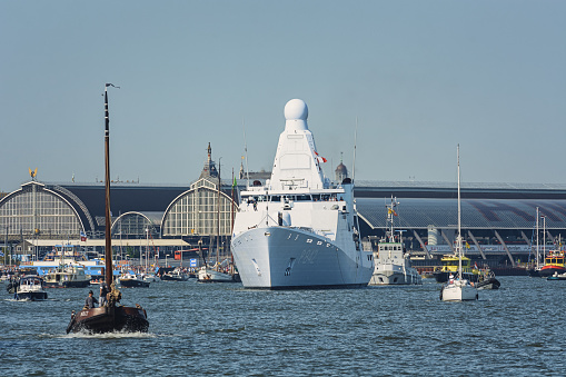 Amsterdam, Netherlands - August 20, 2015: SAIL Amsterdam 2015 is an immense flotilla of Tall Ships, maritime heritage, naval ships and impressive replicas.