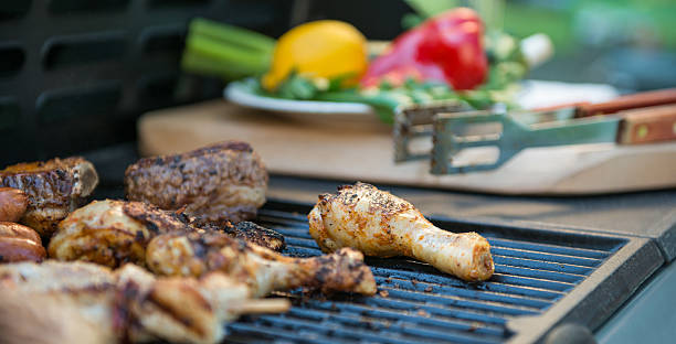 istock Fresh Meat And Vegetables On Outdoor Grill 542816400