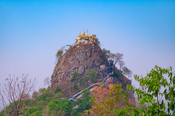 Mount Popa Temple, incredible monastery perched on the top of cliff, Myanmar, Southeast Asia