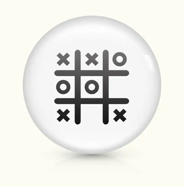 Vector illustration of Tic Tac Toe icon on white round vector button