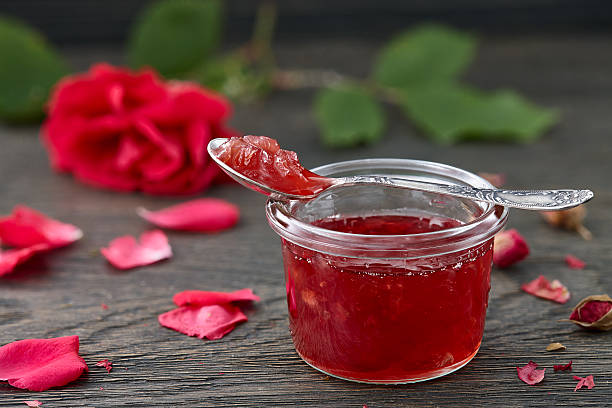 Rose petal jam on dark background