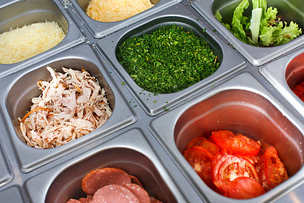 istock Sandwich bar salads choice in metal containers 542820836