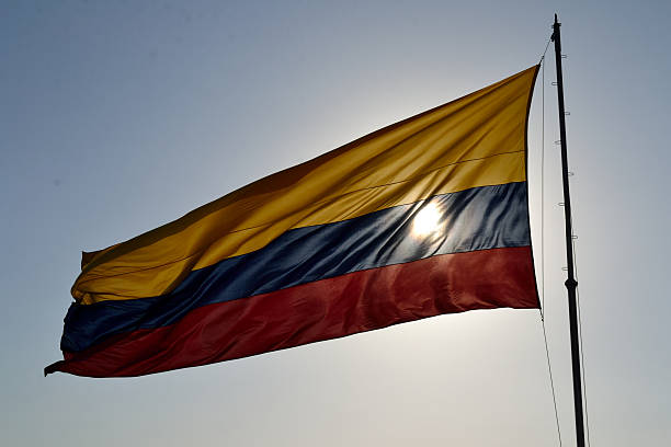 the flag of colombia - bandera imagens e fotografias de stock