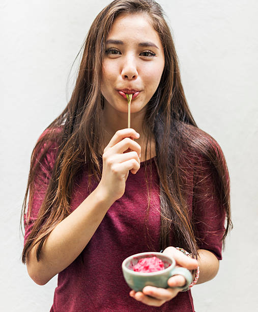 Frozen Dessert Bowl Sherbet Strawberry Sweet Concept