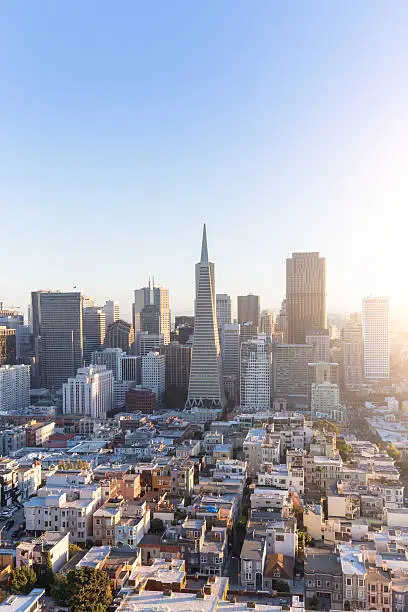 Photo of cityscape and skyline of san francisco at sunrise