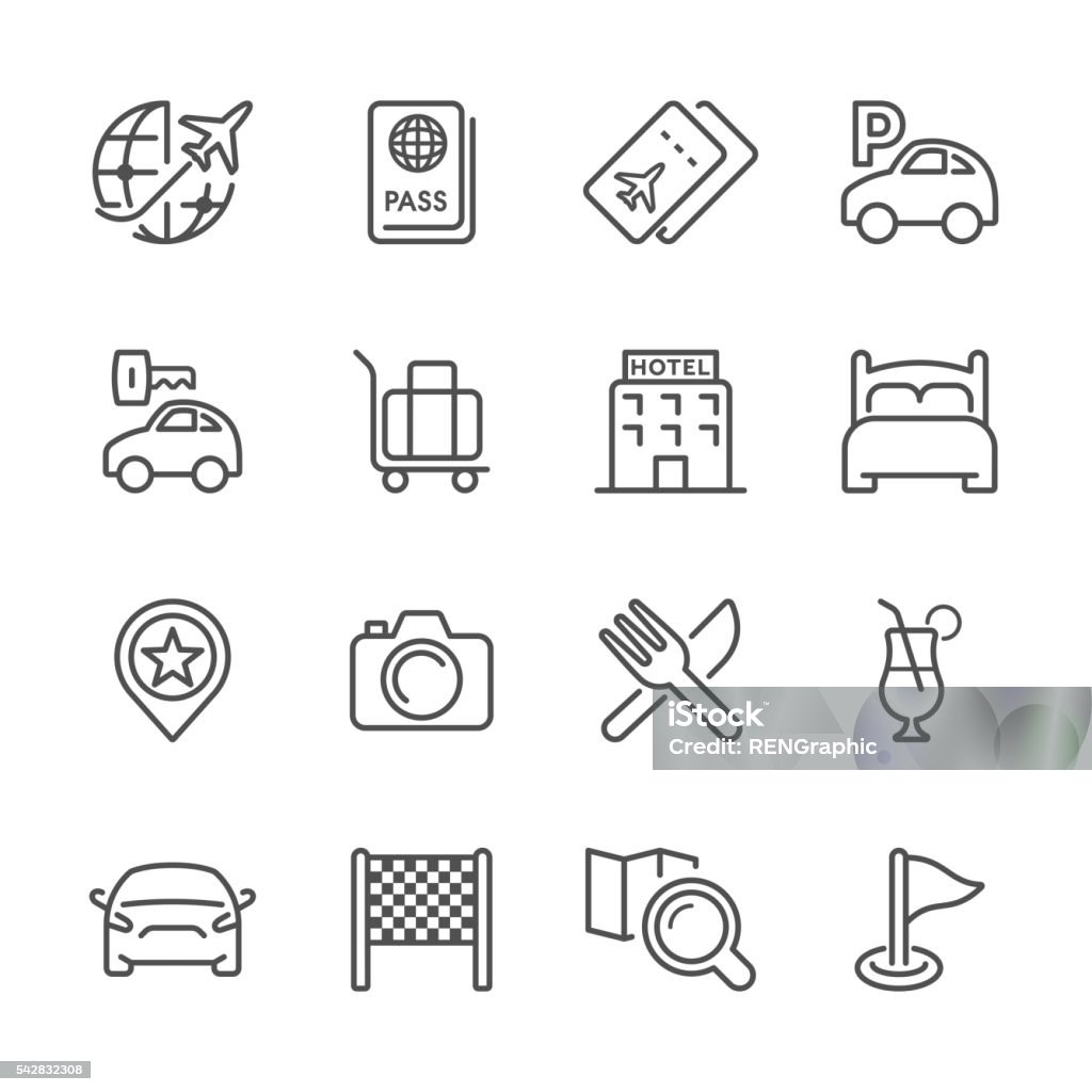 Flat Line icons - Travel Series Icon Set of travel on white background , Vector line design icon The latest line design icon , Icon Symbol stock vector