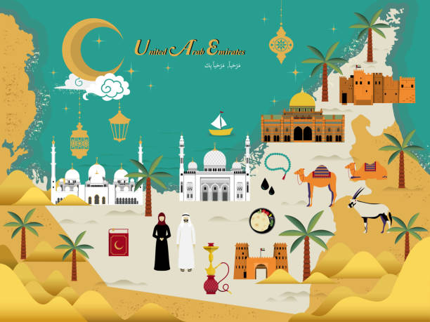 koncepcja podróży, zjednoczone emiraty arabskie ; - zjednoczone emiraty arabskie obrazy stock illustrations