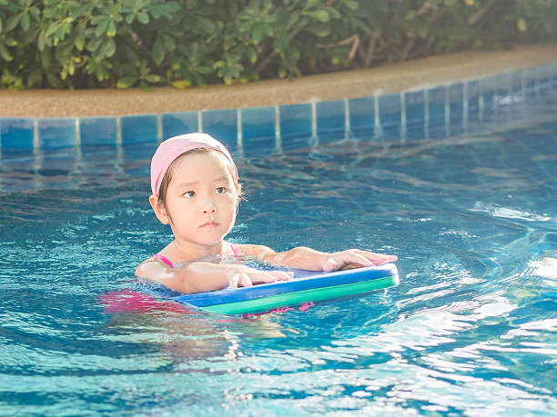 istock Asian girl is playing in the pool 542834018