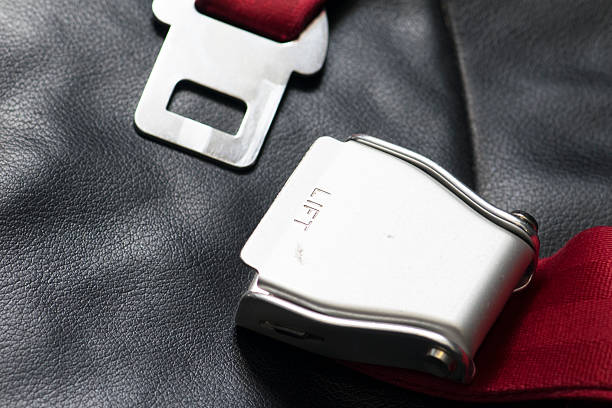 istock safety belt on seat Airplane 542834528