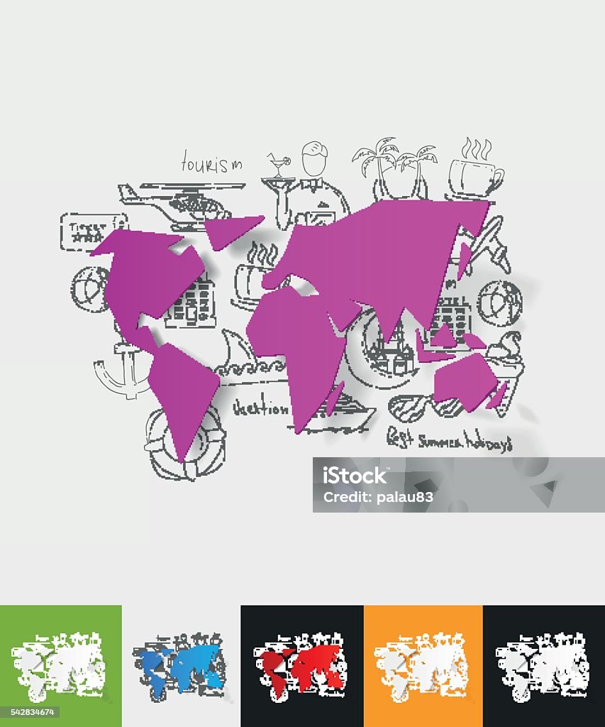File Sticker Map Drawing Map Paper Sticker With Hand Drawn Elements Stock Illustration ...