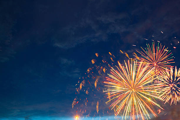 istock Fireworks of various colors bursting against a black 542926282