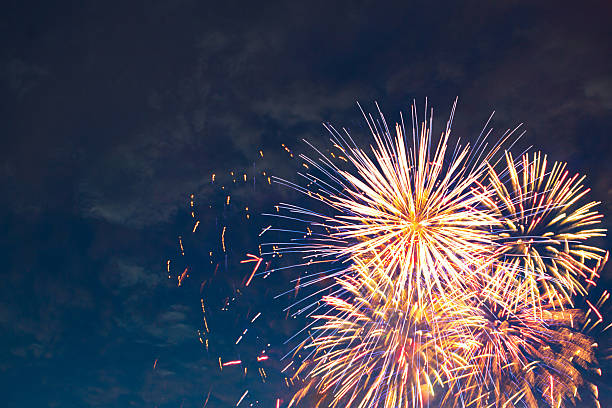 istock Beautiful colorful fireworks on sky. 542926330