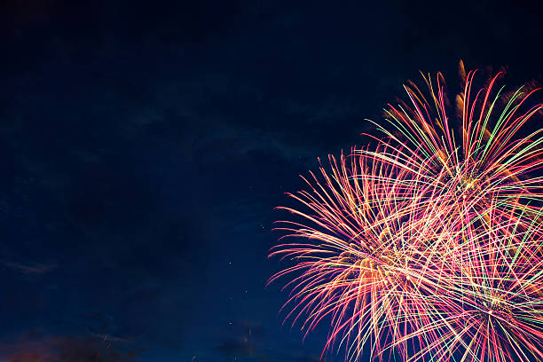istock Brightly colorful fireworks and salute in the night 542926546