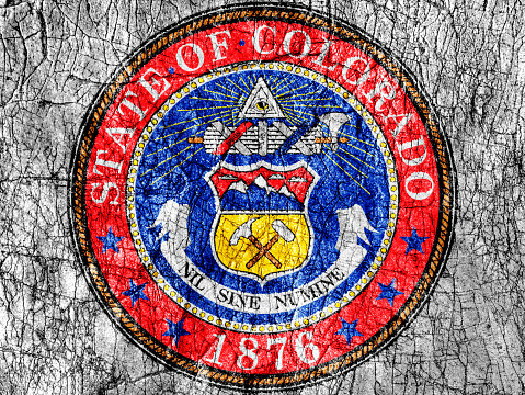 Grudge stone painted US Colorado seal flag