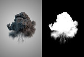 Dangerous and dramatic cloud 3d rendering of black smoke after