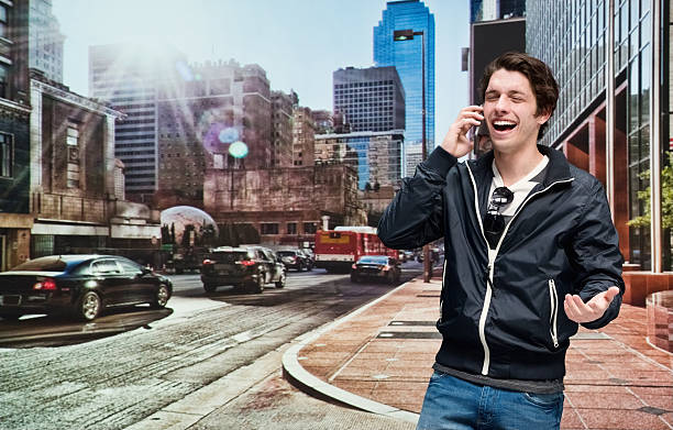 istock Cheerful man talking on phone outdoors 542928952