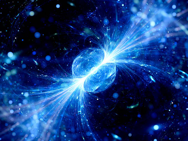 Blue glowing gamma ray burst in space Blue glowing gamma ray burst in space, quasar, computer generated abstract background neutron photos stock pictures, royalty-free photos & images