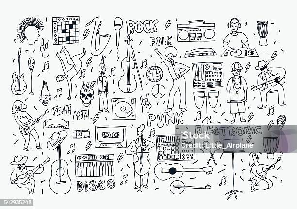 Line Doodle Music Stock Illustration - Download Image Now - Doodle, Dancing, Music