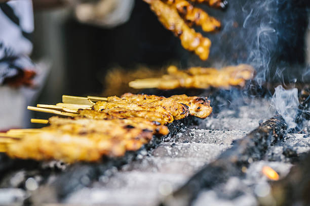 Cooking Yakitori on stall
