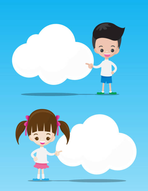 istock The kids boy and girl pointing at the blank cloud 542937154