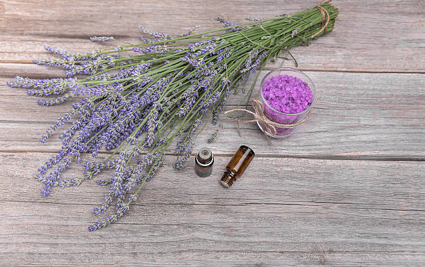 istock Lavender and sea salt on old boards. 542937876