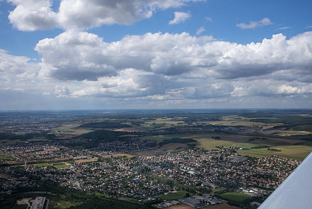istock Ile de France lanscape from a small plane window. 542938890