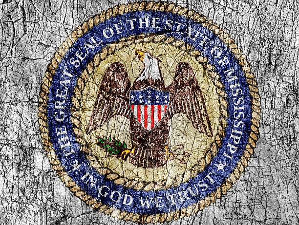 istock Grudge stone painted US Mississippi seal flag 542939738