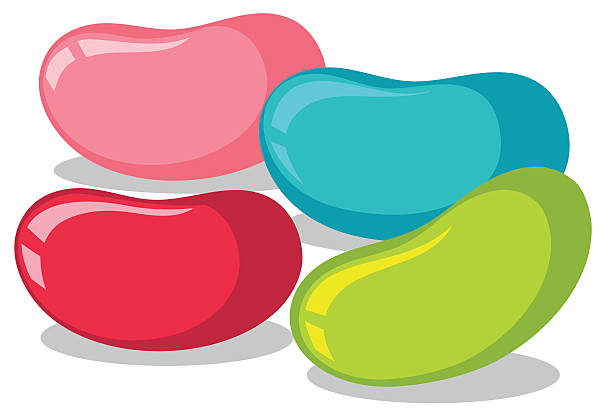 Jelly beans in four colors vector art illustration