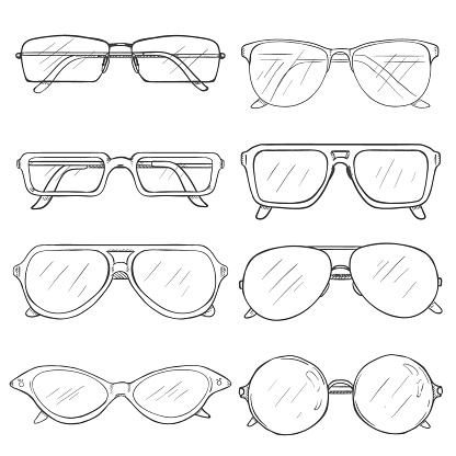 Vector Set of Sketch Glasses. Eyeglass Frames