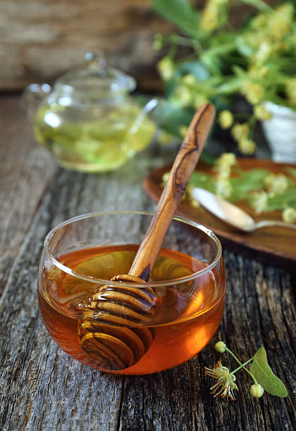 istock honey, linden tea and linden blossom 542943846