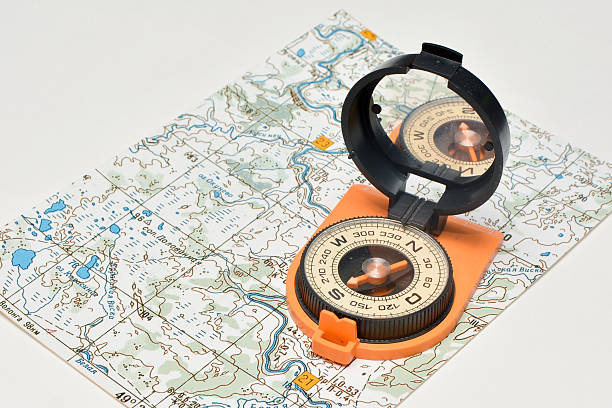 istock Compass & map - friends travelers. 542945586