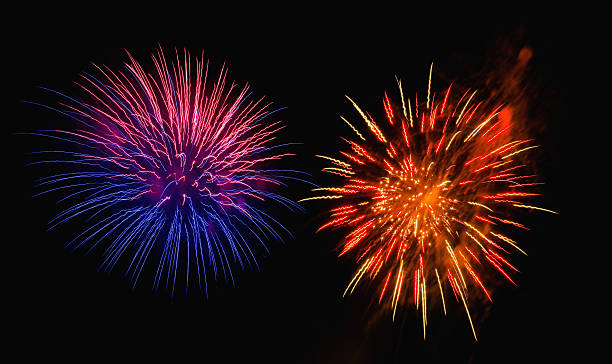 fuochi d'artificio - firework display celebration party fourth of july foto e immagini stock