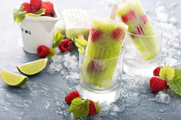 Cucumber lime raspberry spa popsicles