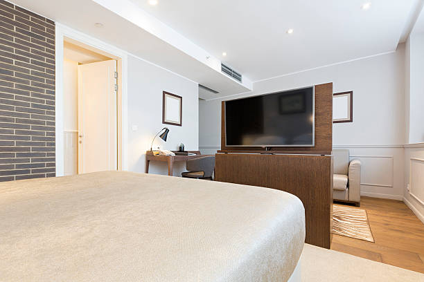 istock Modern bedroom interior in hotel apartment 542946768