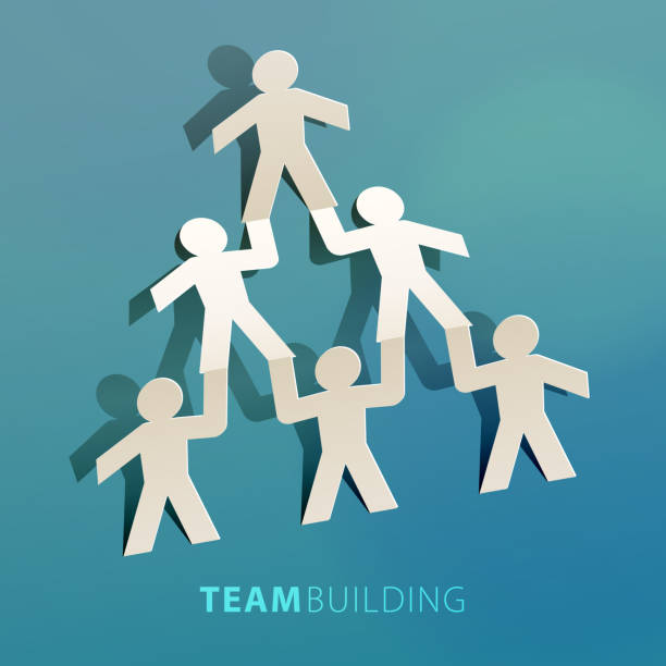 illustrazioni stock, clip art, cartoni animati e icone di tendenza di concetto di team building carta - isolated background objects