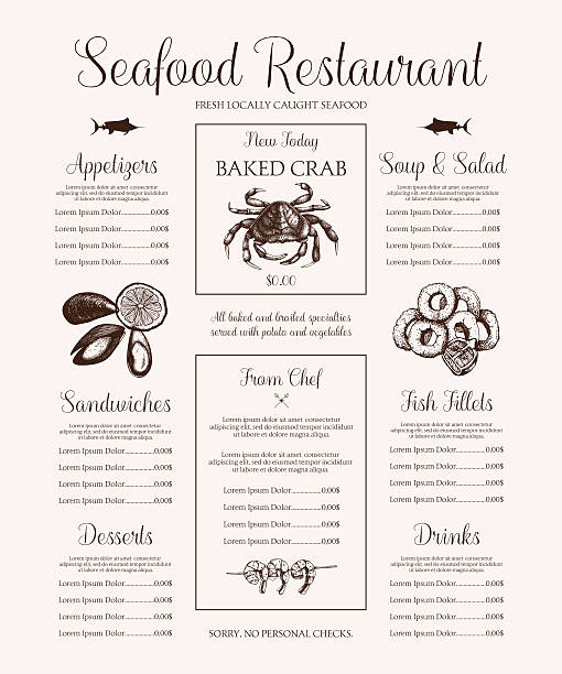 フィッシュレストランのメニューデザイン。 - caviar salmon red gourmet点のイラスト素材／クリップアート素材／マンガ素材／アイコン素材