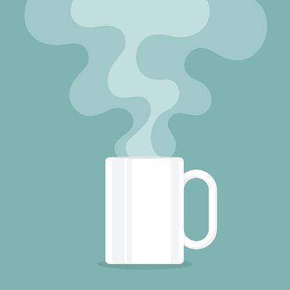 Coffee cup with smoke float up. vector illustration