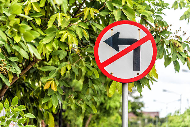 istock Prohibition no Left turn signs 542950448